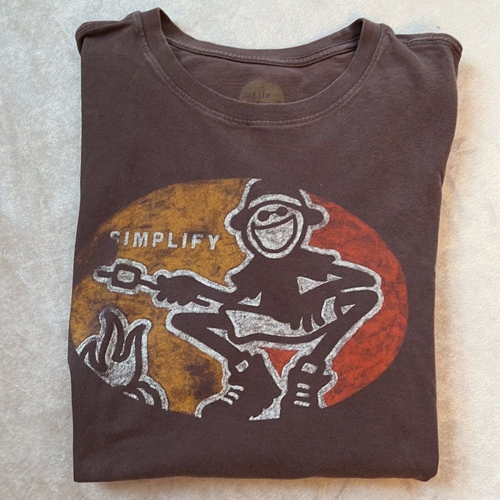 Life is Good Brown Sz M Monkey Tee GUC